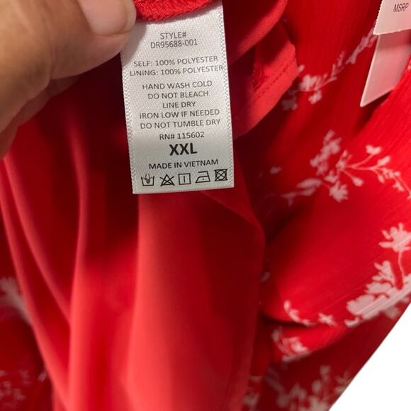All in Favor Ruffled Strap Floral Mini Dress Red and White Size XXL - Picture 5 of 6